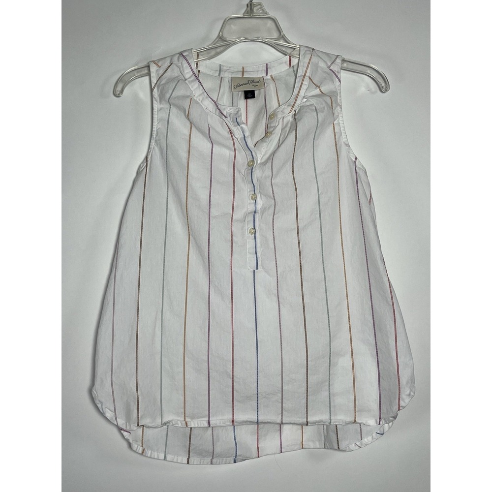 Universal Threads White w/Multi-color Stitching Sleeveless Blouse‎ Size XS
